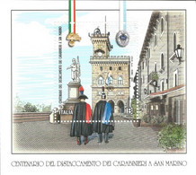 (REPUBBLICA ITALIANA) 2021, CENTENARIO DEL DISTACCAMENTO DEI CARABINIERI A SAN MARINO, FOGLIETTO MNH - Blocks & Sheetlets