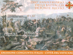 (JOINT ISSUE) 2012, ITALIA, CITTÀ DEL VATICANO, BATTAGLIA DI PONTE MILVIO - Mint Miniature Sheet MNH - Emissions Communes