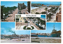 PASEO DEL GENERALISIMO, MONUMENTO A COSTA Y BORRAS, PLAYA Y PUERTO.- VINAROZ / CASTELLON.- ( ESPAÑA ) - Castellón