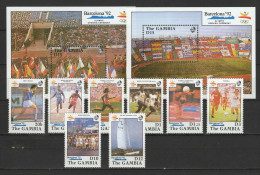 Gambia 1990 Olympic Games Barcelona, Football Soccer, Athletics Etc. Set Of 8 + 2 S/s MNH - Zomer 1992: Barcelona