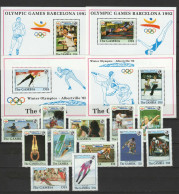 Gambia 1992 Olympic Games Barcelona / Albertville, Table Tennis, Rowing, Judo Etc. Set Of 12 + 4 S/s MNH - Zomer 1992: Barcelona