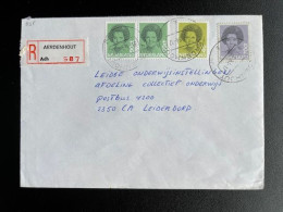 NETHERLANDS 1984 REGISTERED LETTER AERDENHOUT TO LEIDERDORP 31-01-1984 NEDERLAND AANGETEKEND - Storia Postale