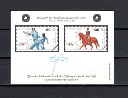 Germany 1992 Olympic Games Barcelona Fencing, Equestrian Vignette MNH - Sommer 1992: Barcelone