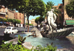 NETTUNO, ROME, LAZIO, PLACE MAZZINI, NEPTUNE FOUNTAIN, STATUE, CAR, ARCHITECTURE, ITALY, POSTCARD - Lugares Y Plazas