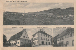 Gruss Aus Dettlingen - Gasthaus Z. Löwen, Schule Und Rathaus, Handig. Xaver Schäfer - Horb