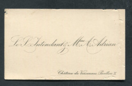 Très Rare Carte De Visite Du Général Auguste Louis Adrian Et Madame (Sous-Intendant Au Château De Vincennes à L'époque) - 1914-18