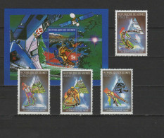 Guinea 1990 Olympic Games Albertville, Space Set Of 4 + S/s MNH - Invierno 1992: Albertville