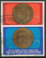Liechtenstein 1976 Fürst Franz Josef II. Auf Münze Blockmarken 649/50 Gestempelt - Oblitérés