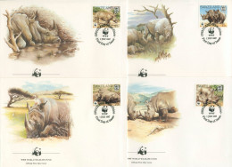 Swaziland 1987 WWF Naturschutz Nashörner 528/31 FDC (X30708) - Swaziland (1968-...)