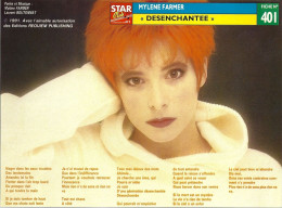 *Fiches Souple STAR Club - Portrait Chanteur Avec Chanson - Mylene Farmer (recto) Et Whitney HOUSTON (verso) - Sonstige & Ohne Zuordnung