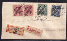 Czechoslovakia 1919 Registered Express Cover Opava-Karlovice Local Used 16041 - Cartas & Documentos
