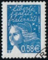 France 2002 Yv. N°3451 - 0,58€ Bleu - Oblitéré - 1997-2004 Marianne Of July 14th