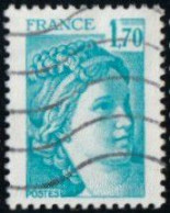 France 1977 Yv. N°1976 - 1,70f Bleu Clair - Oblitéré - 1977-1981 Sabine Of Gandon