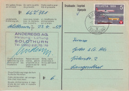 Grossisten Karte  "Anderegg, Heizung/Lüftung, Solothurn"        1959 - Cartas & Documentos