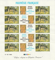 POLYNESIE FRANCAISE Poste 243 244 245 ** MNH 3 Feuilles X 10 Edifices Religieux église Kirche Cathédrale Dom 1985 - Nuovi