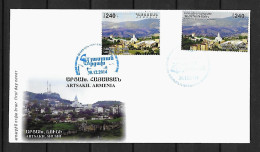 RARE 2014 Joint Armenia And Nagorno Karabach, OFFICIAL MIXED FDC WITH BOTH STAMPS: Region Of Shushi - Emissions Communes