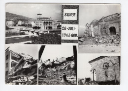 1966. YUGOSLAVIA,MACEDONIA,SKOPJE,26.07.1963.EARTHQUAKE,MULTI VIEW,POSTCARD,USED,DAMAGE - Jugoslawien