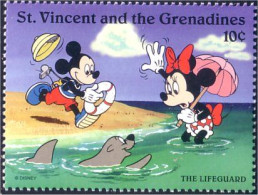 924 St Vincent Disney Mickey Lifeguard Sauveteur Phoque Seal MNH ** Neuf SC (VIN-147) - Sonstige & Ohne Zuordnung