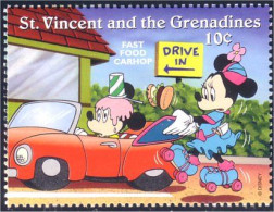 924 St Vincent Disney Mickey Minnie Fast Food Skates Patin Roulette MNH ** Neuf SC (VIN-141a) - St.Vincent (1979-...)