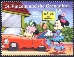 924 St Vincent Mickey Minnie Fast Food Skates Patin Roulette MNH ** Neuf SC (VIN-141b) - Disney