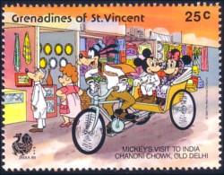 924 St Vincent India 89 Mickey Minnie Bicycle Velo Tricycle MNH ** Neuf SC (VIN-137a) - Philatelic Exhibitions