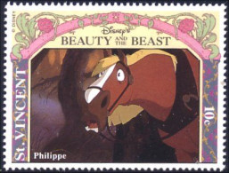 924 St Vincent Disney Beauty Beast Belle Bete Philippe Horse Cheval MNH ** Neuf SC (VIN-124a) - St.Vincent (1979-...)