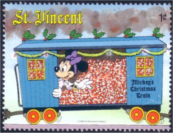 924 St Vincent Christmas Train Noel Mickey MNH ** Neuf SC (VIN-91b) - Natale