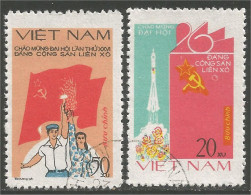 930 Vietnam Congrès Party Congress Rocket Fusée Flag Drapeau (VIE-315d) - Timbres