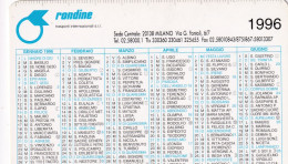 Calendarietto - RONDINE - Trasporti Internazionali - Milano - Anno 1996 - Petit Format : 1991-00