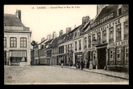 59 - CASSEL - GRAND'PLACE ET RUE DE LILLE - HOTEL DU SAUVAGE - Cassel