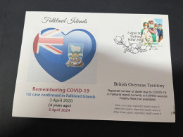 4-4-2024 (1 Z 3) COVID-19 4th Anniversary - Falkland Islands - 3 April 2024 (with OZ Covid19 Doctor Stamp) - Malattie
