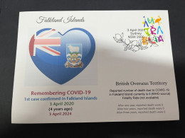 4-4-2024 (1 Z 3) COVID-19 4th Anniversary - Falkland Islands - 3 April 2024 (with OZ Stamp) - Disease