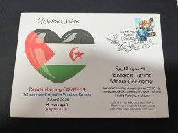 4-4-2024 (1 Z 3) COVID-19 4th Anniversary - Western Sahara - 4 April 2024 (with OZ Covid-19 Ambulance Stamp) - Disease