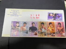 4-4-2024 (1 Z 3 A) Registered Letter Posted From Hong Kong To Australia (Sydney) With 7 Bruce Lee Legacy Stamps - Actors