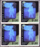 New Zealand Hologram Space Rocket Apollo Block Of 4 MNH - Unusual - Hologramme