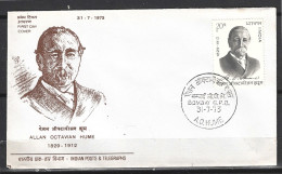 INDE. N°374 Sur Enveloppe 1er Jour (FDC) De 1973. Allan Octavian Hume. - FDC