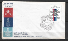 INDE. N°356 Sur Enveloppe 1er Jour (FDC) De 1972. Hommage Aux Forces Armées. - Militaria