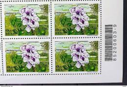 C 2439 Brazil Stamp Flora Mercosur Aguape Flower 2001 Block Of 4 Barcode - Neufs