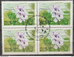 C 2439 Brazil Stamp Flora Mercosur Aguape Flower 2001 Block Of 4 CBC Uruguay - Neufs