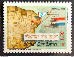 C 2409 Brazil Stamp Sinagogue Pernambuco Israel Judaism Religion Map Flag 2001 - Unused Stamps