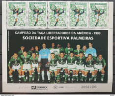 C 2404 Brazil Stamp Football Palmeiras 2001 Vignette 5 Stamps And Players Vignette - Ungebraucht