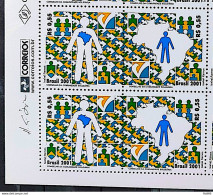 C 2402 Brazil Stamp Community Council Programs Flag Map 2001 Block Of 4 Vignette Correios - Unused Stamps