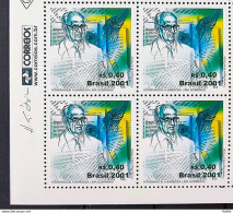 C 2386 Brazil Stamp Barbosa Lima Sobrinho Journalism 2001 Block Of 4 Vignette Correios - Neufs