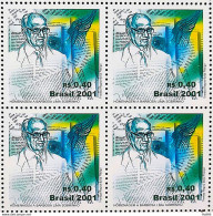 C 2386 Brazil Stamp Barbosa Lima Sobrinho Journalism 2001 Block Of 4 - Neufs