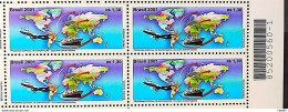 C 2373 BRAZIL STAMP Culture Exporter Airplane Map Economy 2001 Block Of 4 Barcode - Ungebraucht