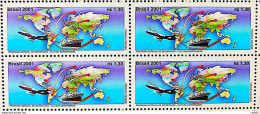 C 2373 BRAZIL STAMP Culture Exporter Airplane Map Economy 2001 Block Of 4 - Ungebraucht