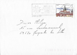 LETTRE ENTIERE, FLAMME ILLUSTREE LEGION D HONNEUR ARRAS DE 2002 - LA CHARITE SUR LOIRE SEUL SUR LETTRE , VOIR LE SCANNER - Storia Postale