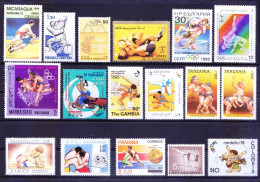 All Different 60 MNH Wrestling, Sports, Olympic Stamps, Rare Collection - Lutte