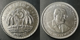 Monnaie Maurice - 1991  - 5 Roupies Non Magnétique - Mauritius