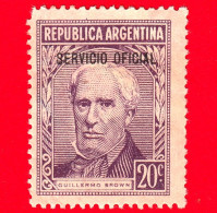 ARGENTINA - Usato - 1957 - Guillermo Brown (1777-1857), Sovrastampato SERVICIO OFICIAL  - 20 C - Gebruikt